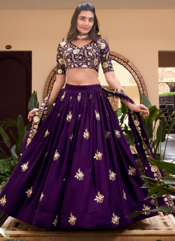 Alluring Purple Soft silk Party wear designer embroidered lehenga choli